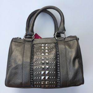 Studded handbag with rhinestones in Silver!